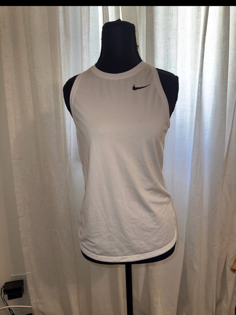 Nike White Women’s Athletic Tank with Black Swoosh